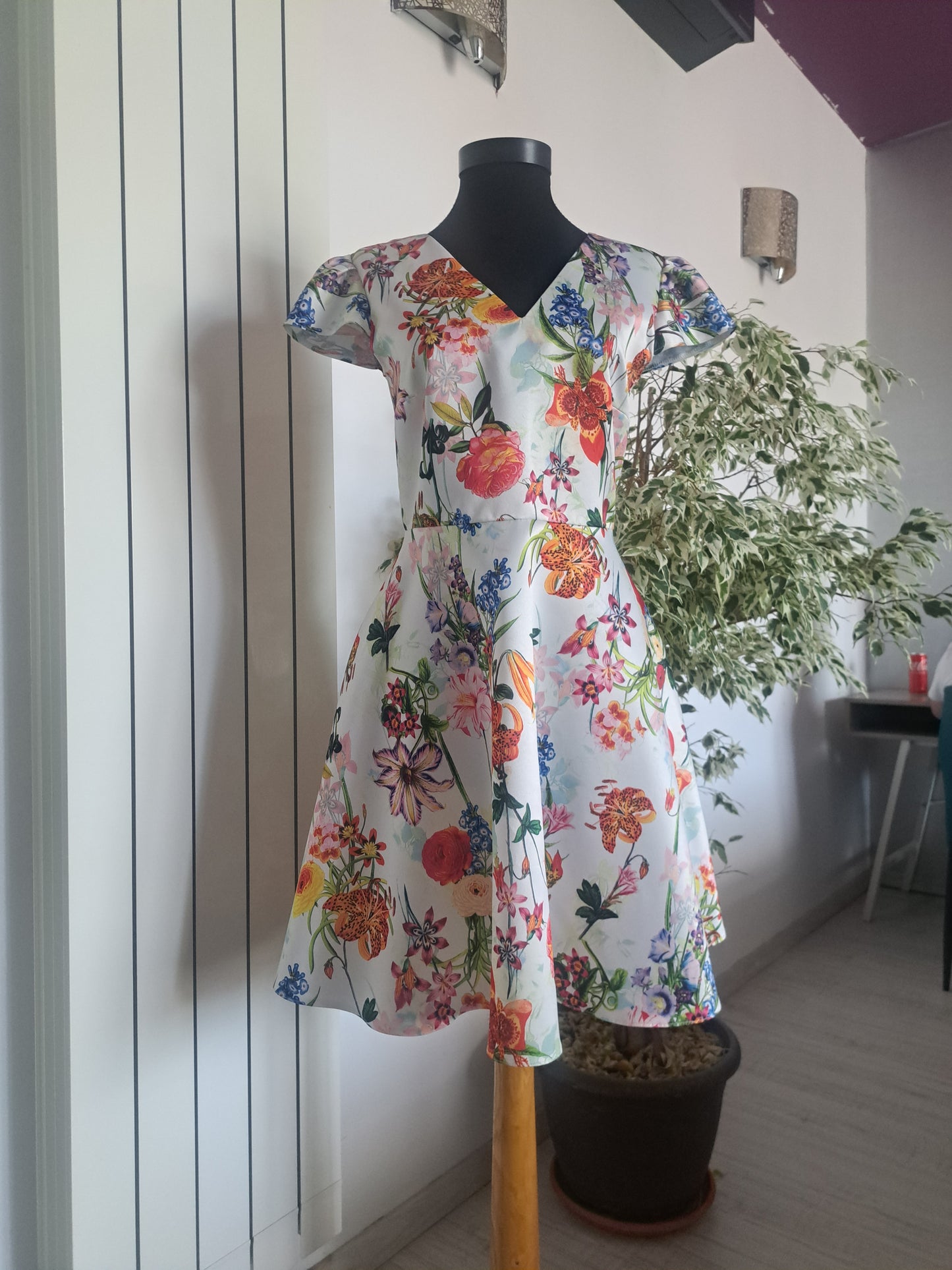 Rochie de vara din tafta cu imprimeu floral